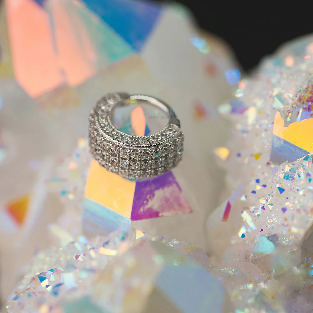 "Satara" Hinge Ring in Gold with White CZ's - Image 3