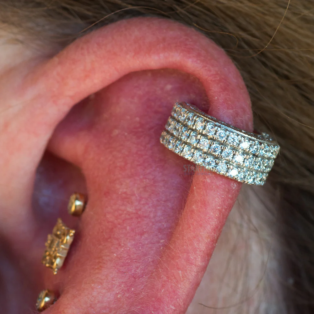 "Satara" Hinge Ring in Gold with White CZ's - Image 5