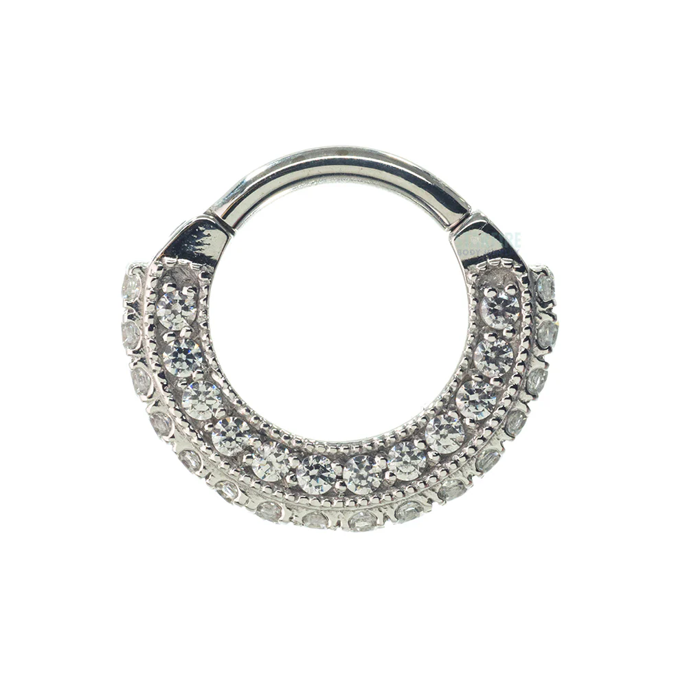 "Satara" Hinge Ring in Gold with White CZ's - Image 6