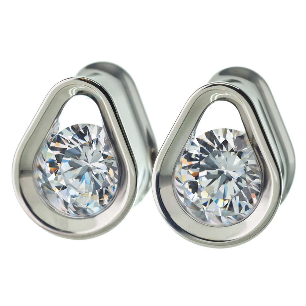 Single Gem Teardrop Eyelets with Brilliant-Cut Gem - Amethyst - Image 2