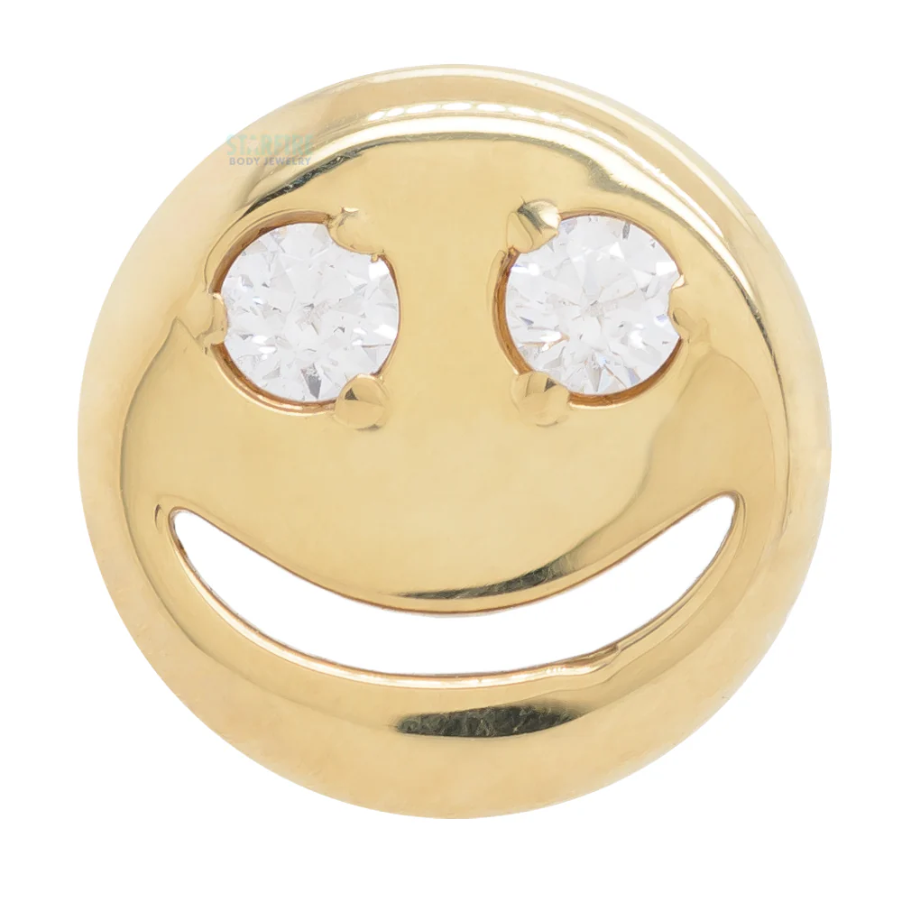 Smiley Face Threaded End in Gold with Brilliant-Cut Gems - Image 5