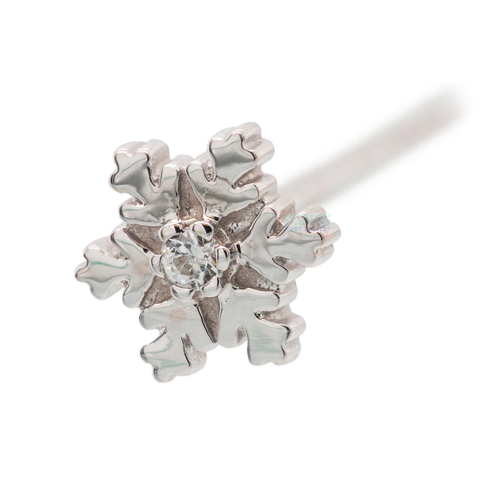 Snowflake Nostril Screw in Gold with White CZ - Image 4