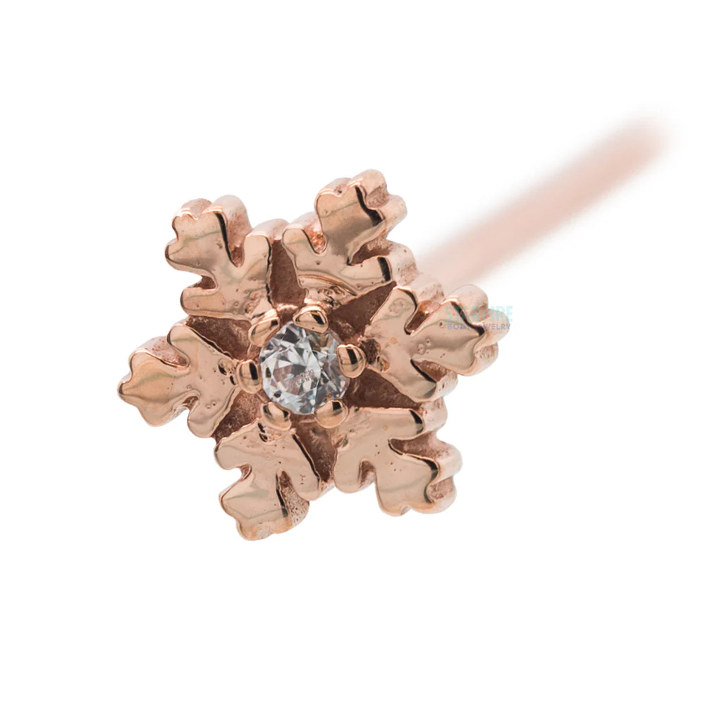 Snowflake Nostril Screw in Gold with White CZ - Image 5