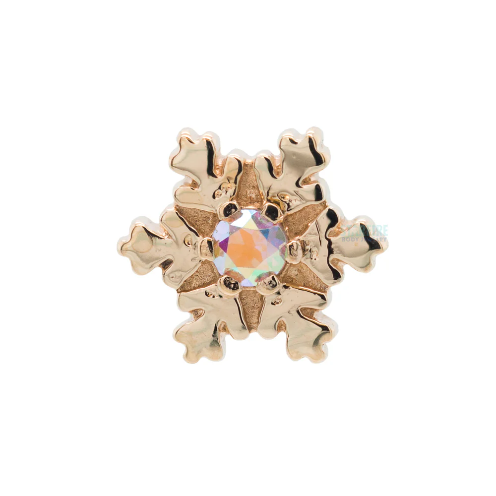 Snowflake Nostril Screw in Gold with Mercury Mist Topaz - Image 2