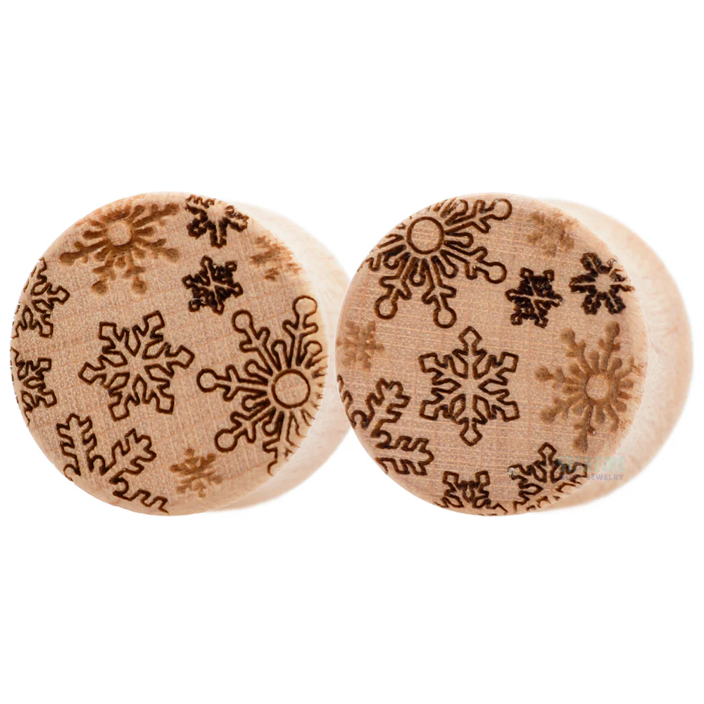 Snowflake Pattern Wood Plugs - Image 3