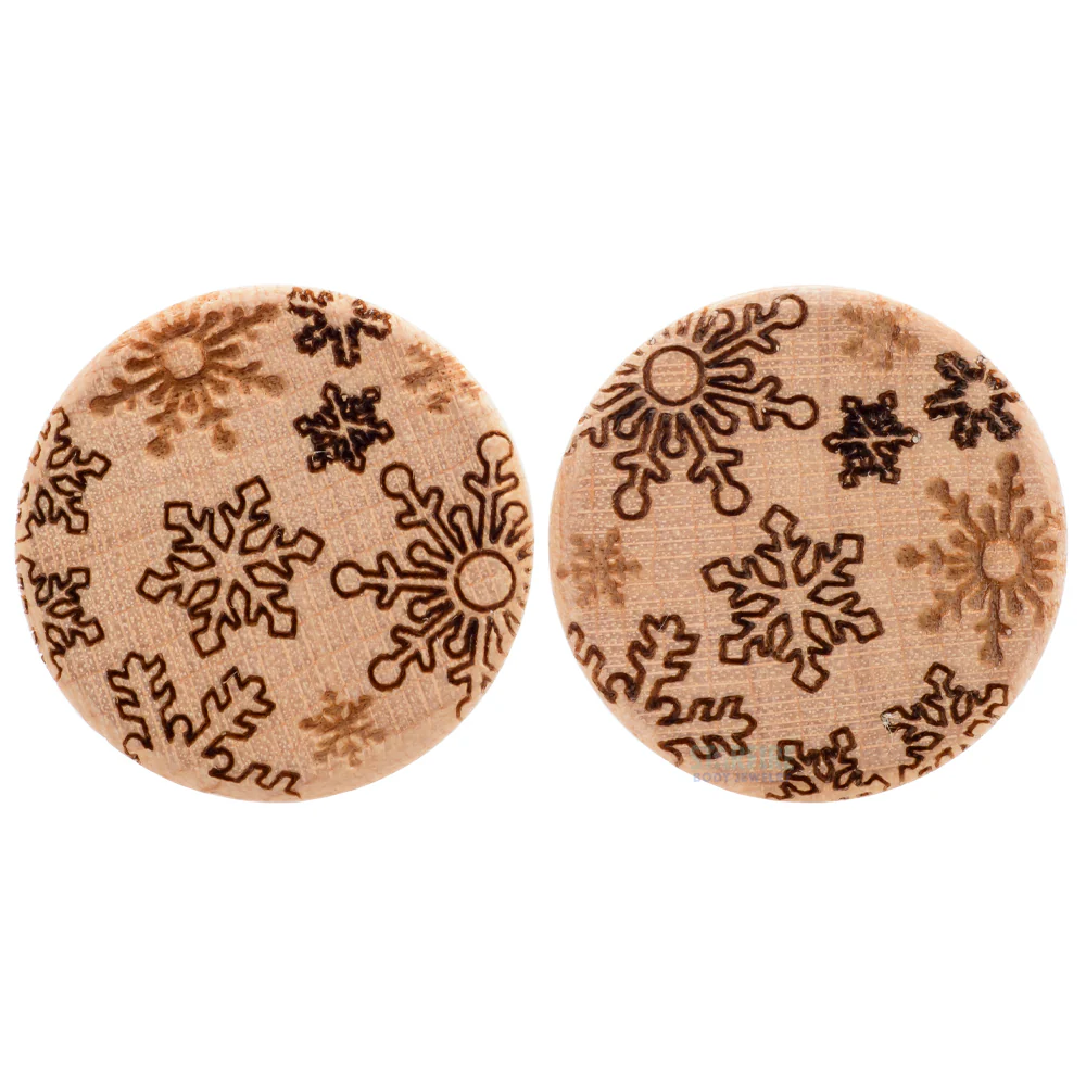 Snowflake Pattern Wood Plugs - Image 4