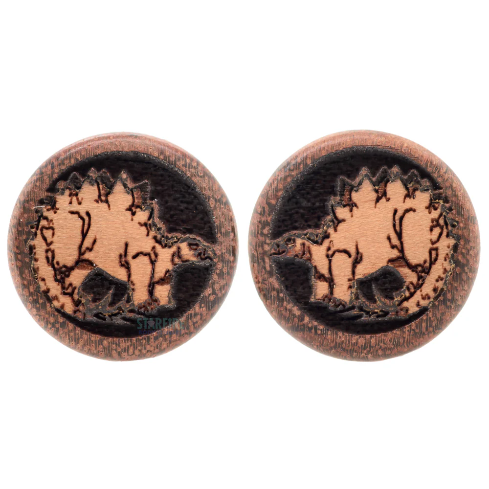 Stegosaurus Dinosaur Wood Inlay Plugs - Image 4