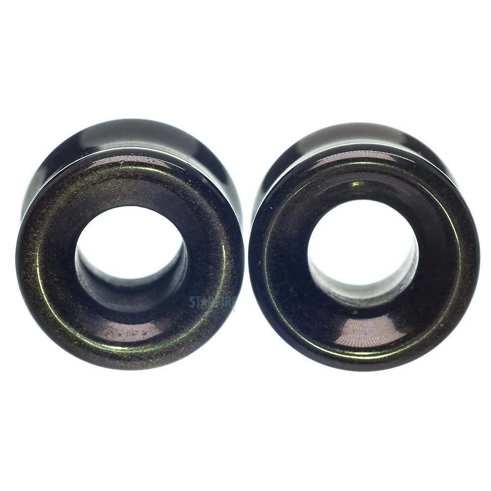 Stone Double Flare Eyelets - Golden Obsidian