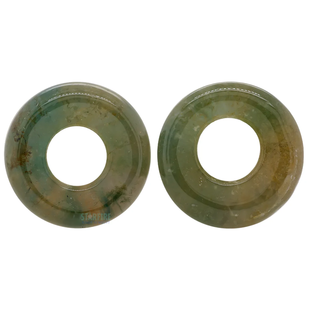 Stone Double Flare Eyelets - Moss Agate - Image 2