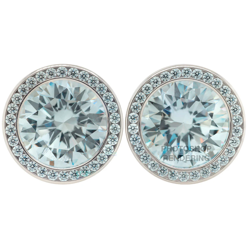 Super Gemmed BIG BLING Plugs ( Eyelets ) with Brilliant-Cut Gems - Pistachio