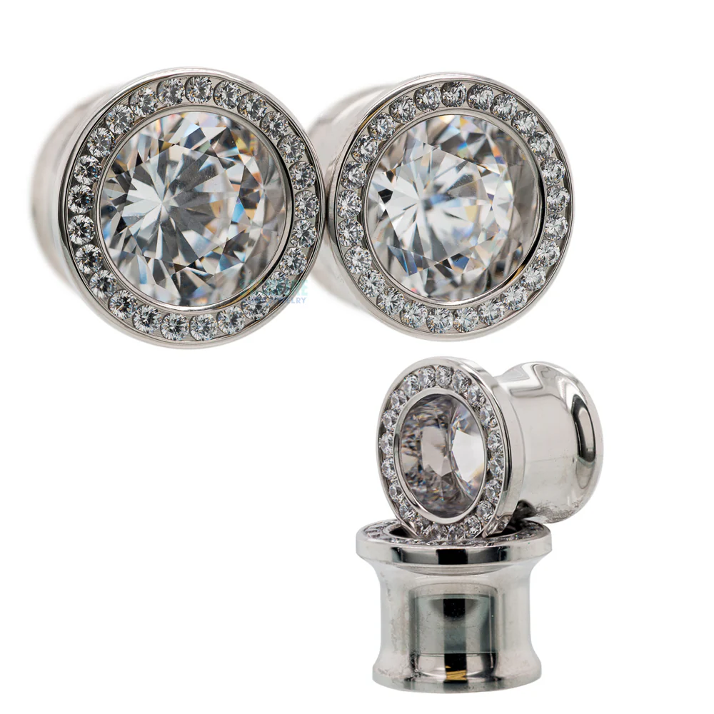 Super Gemmed BIG BLING Plugs ( Eyelets ) with Brilliant-Cut Gems - Pistachio - Image 2