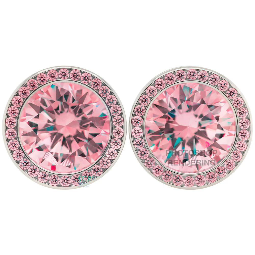 Super Gemmed BIG BLING Plugs ( Eyelets ) with Brilliant-Cut Gems - Salmon Pink
