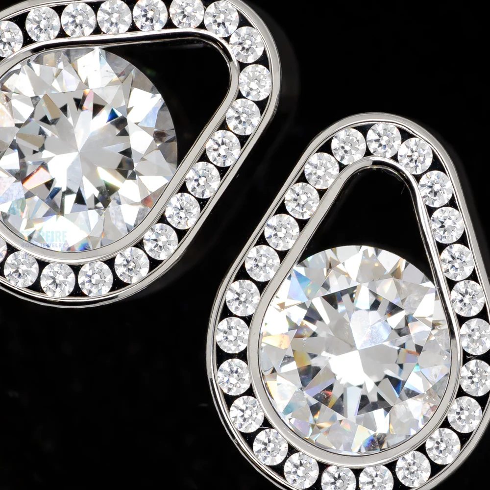 Super Gemmed Teardrop Eyelets with Brilliant-Cut Gems - Cubic Zirconia - Image 2