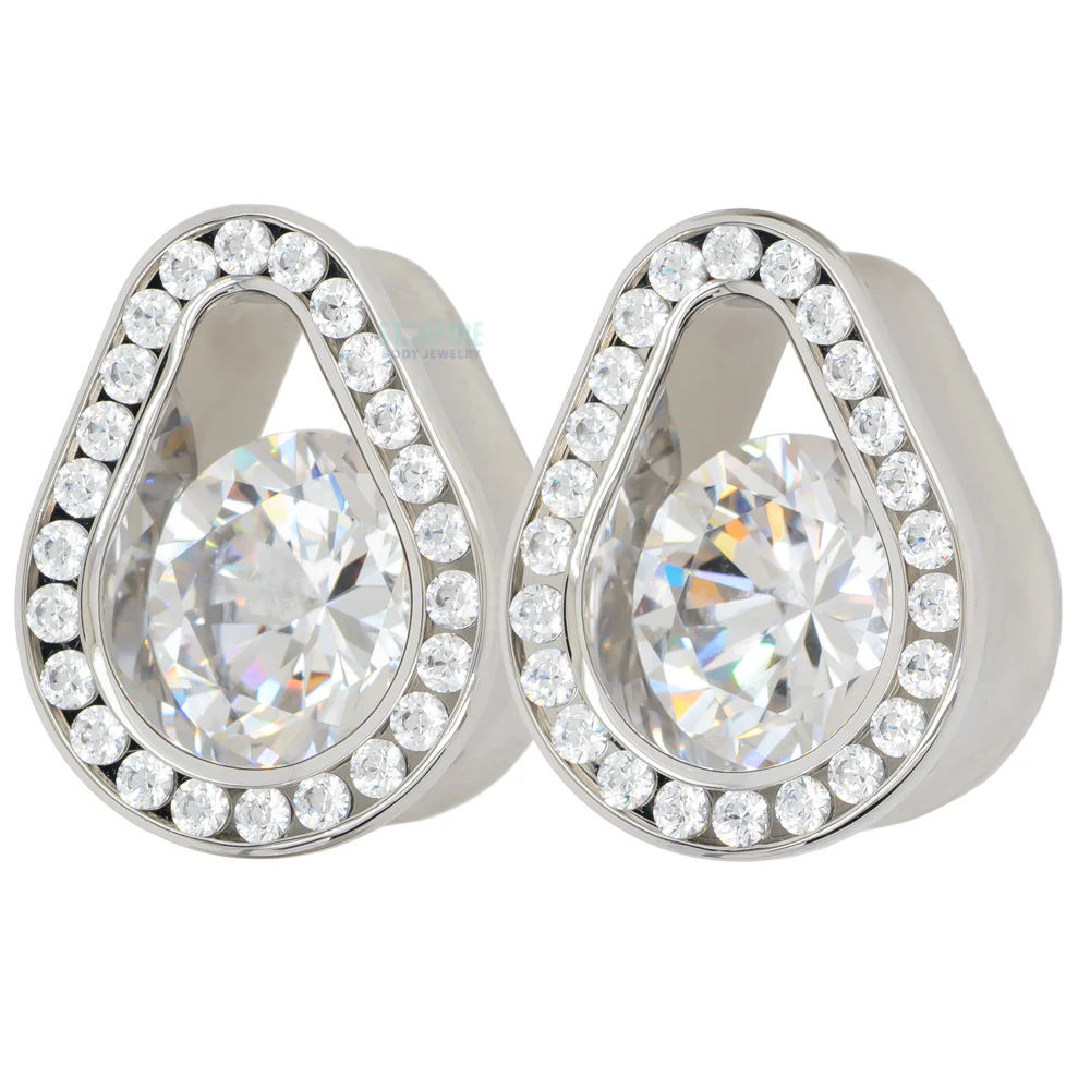 Super Gemmed Teardrop Eyelets with Brilliant-Cut Gems - Cubic Zirconia - Image 3
