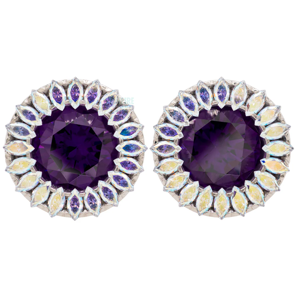 Super Marquise Plugs ( Eyelets ) with Amethyst & Aurora - custom color combos - Image 3