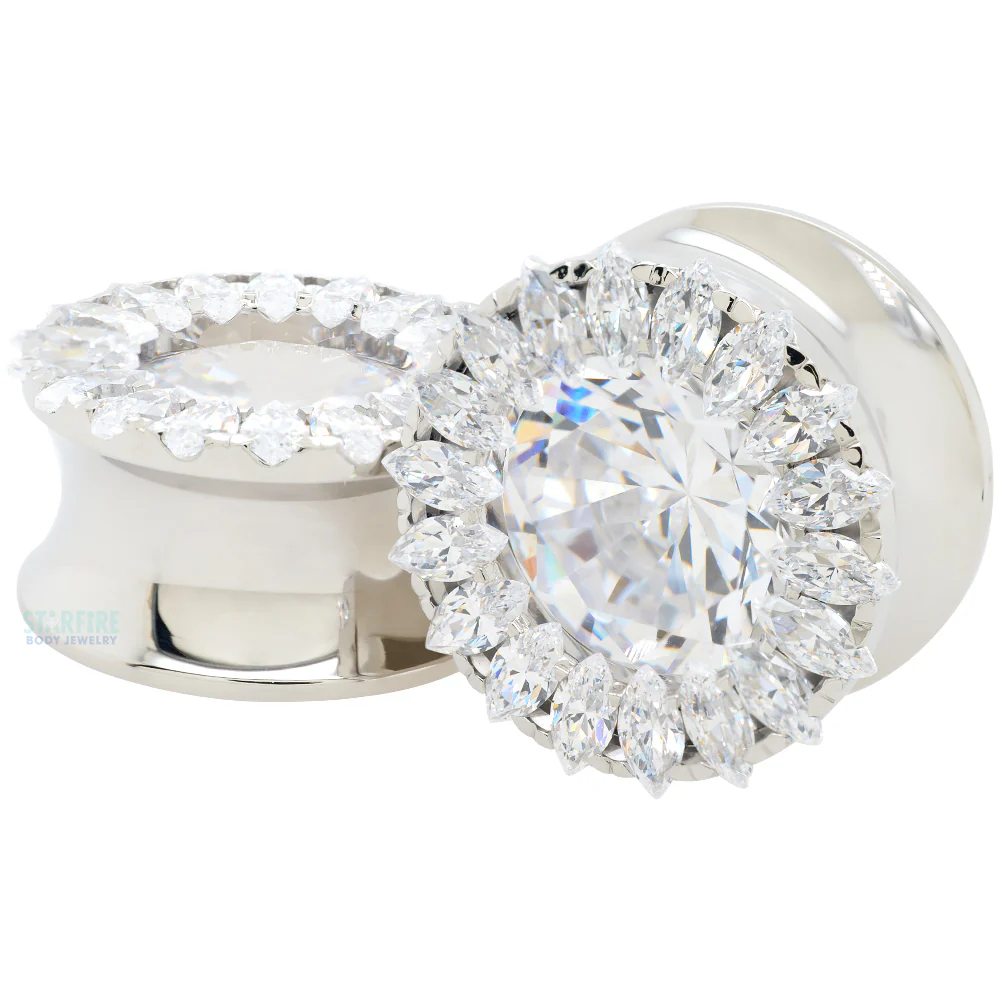 Super Marquise Plugs ( Eyelets ) with Brilliant-Cut Gems - Cubic Zirconia - Image 3