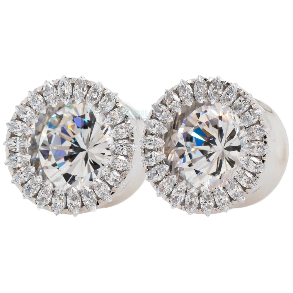 Super Marquise Plugs ( Eyelets ) with Brilliant-Cut Gems - Cubic Zirconia - Image 4