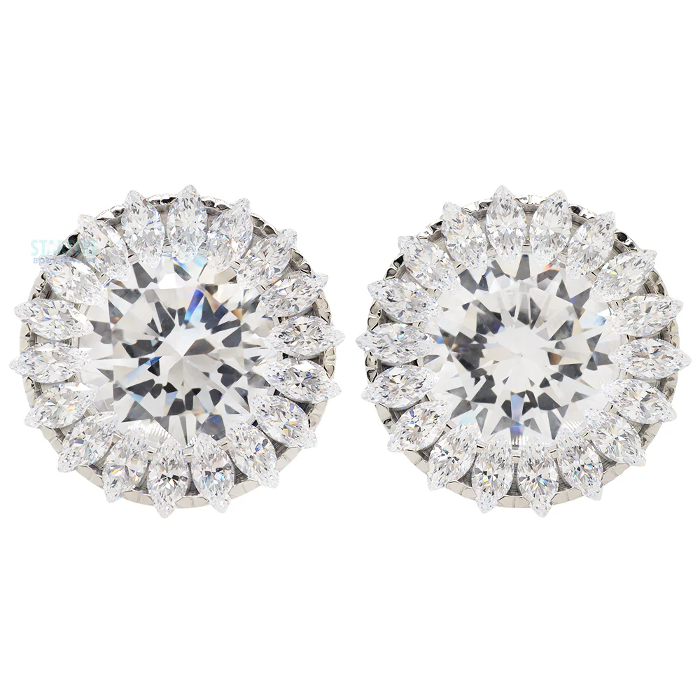 Super Marquise Plugs ( Eyelets ) with Brilliant-Cut Gems - Cubic Zirconia - Image 5