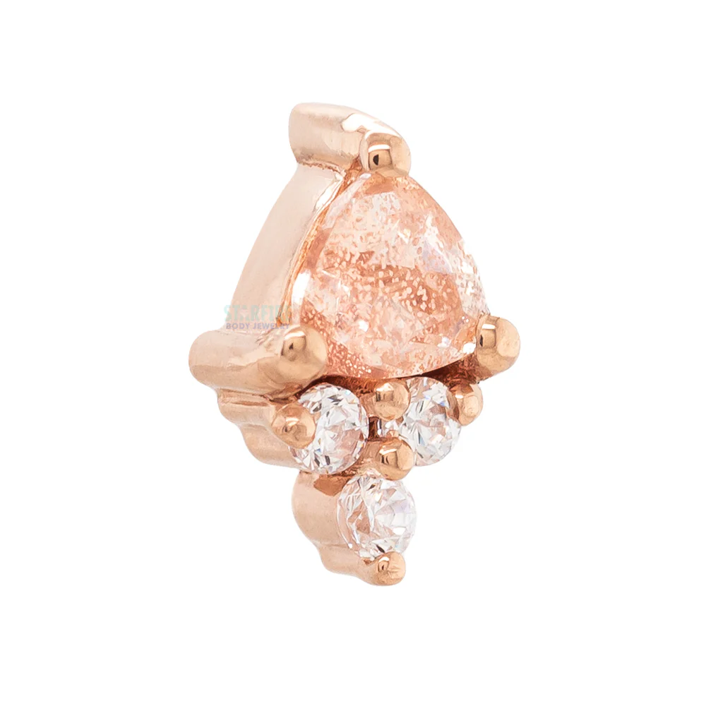"Tau" Threaded End in Gold with Oregon Sunstone & White CZ's - Image 4