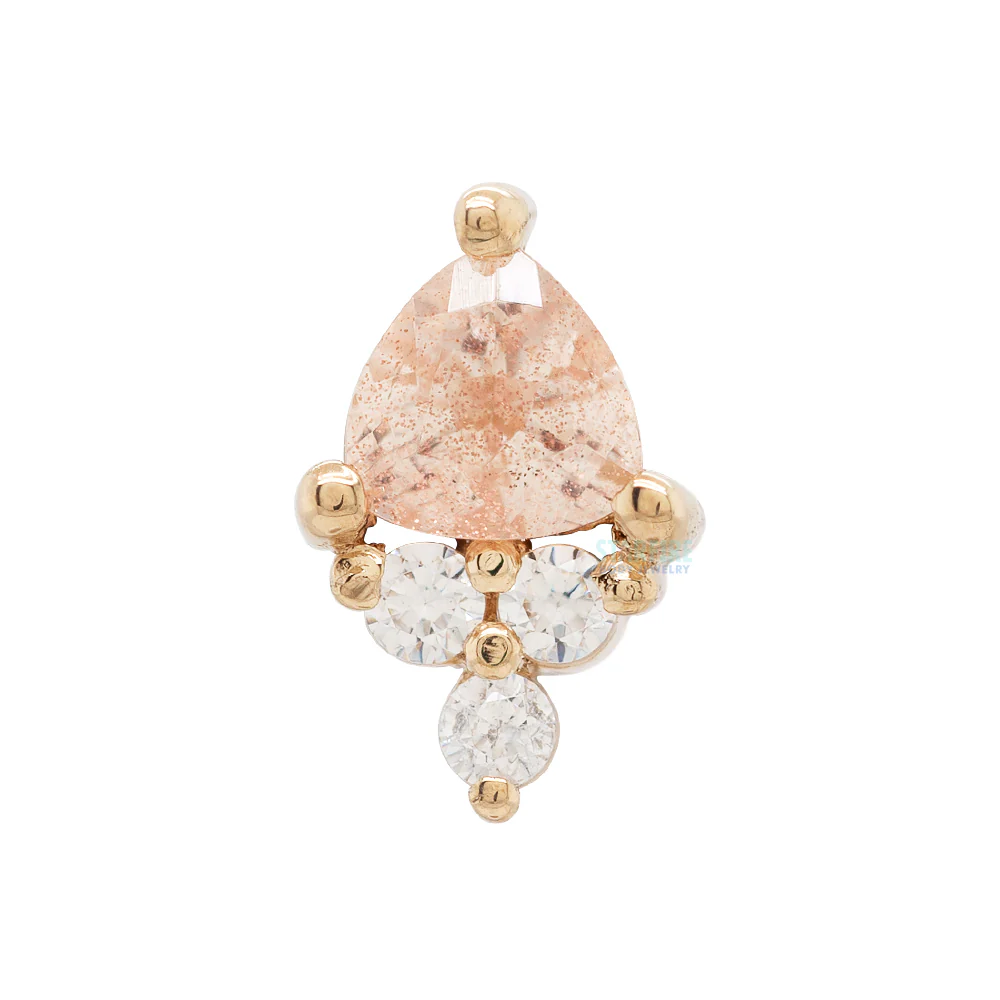 "Tau" Threaded End in Gold with Oregon Sunstone & White CZ's - Image 5