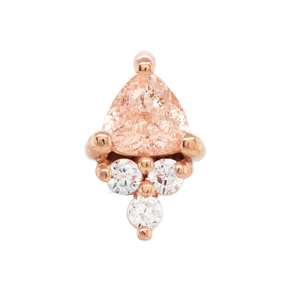 "Tau" Threaded End in Gold with Oregon Sunstone & White CZ's - Image 6
