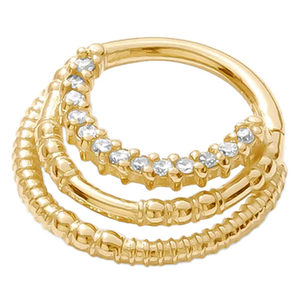 "Harmony" Hinge Ring / Clicker in Gold with Gemstones - Image 2