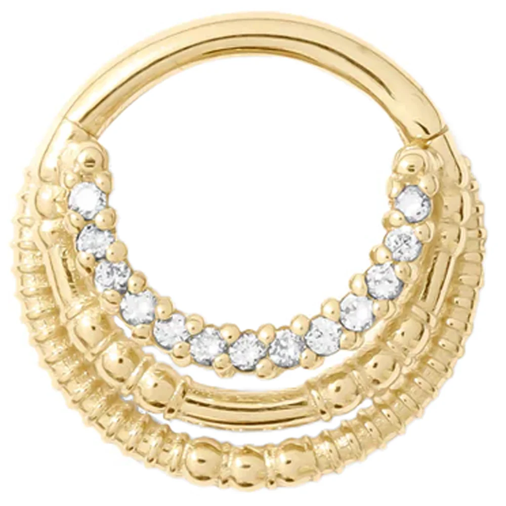 "Harmony" Hinge Ring / Clicker in Gold with Gemstones - Image 3