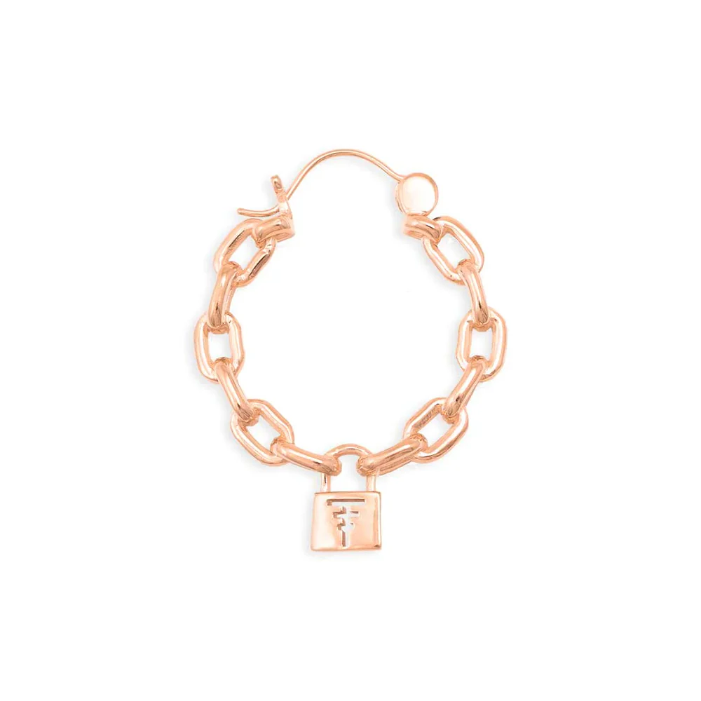 "Lock and Chain" Hoop Earrings - Image 3