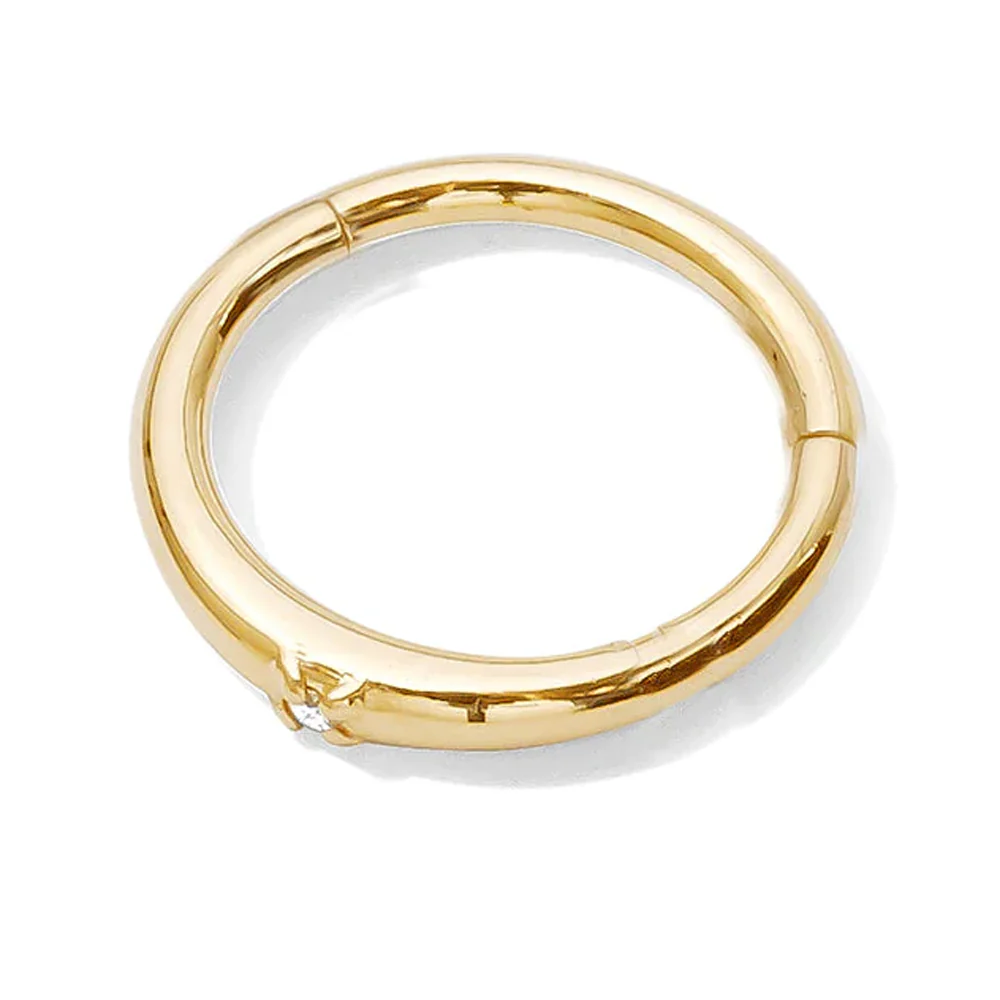 "Onesie" Hinge Ring / Clicker in Gold with Gemstone - Image 2