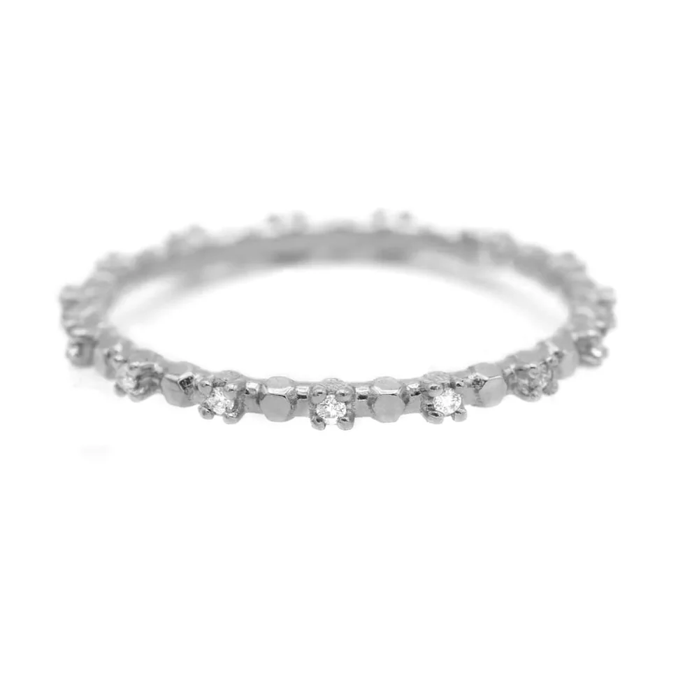 Simple Dots Faceted Ring in Gold with Gemstones - Image 4