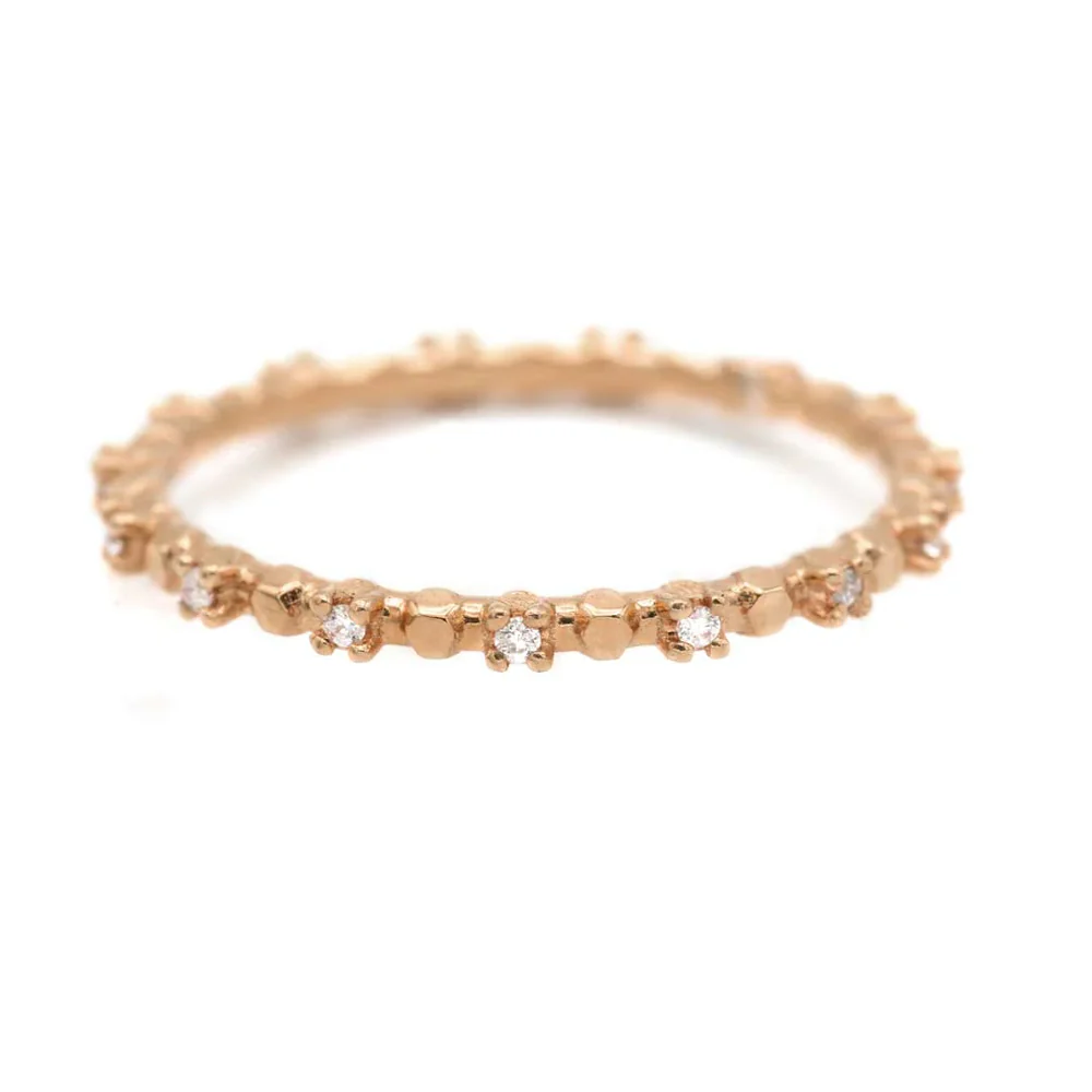 Simple Dots Faceted Ring in Gold with Gemstones - Image 5