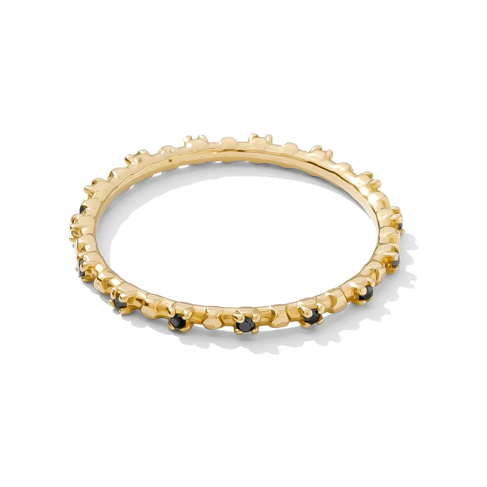 Simple Dots Faceted Ring in Gold with Gemstones - Image 6