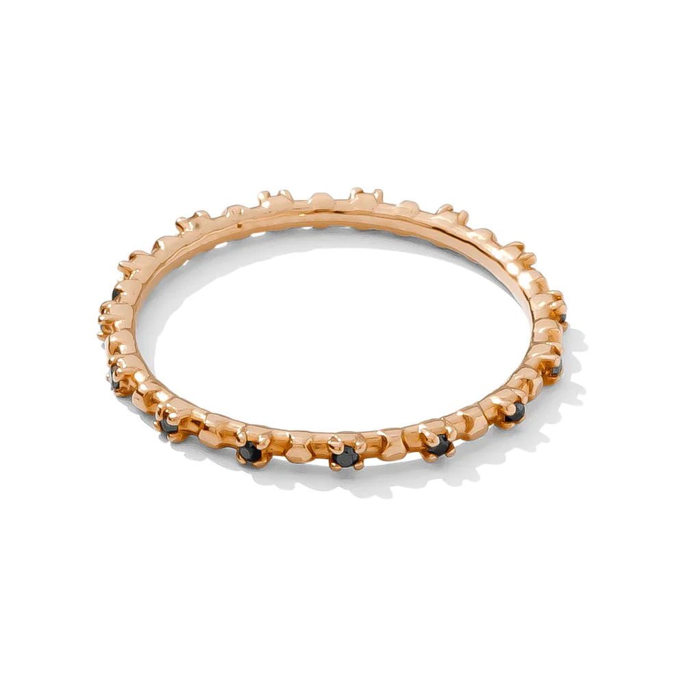Simple Dots Faceted Ring in Gold with Gemstones - Image 8