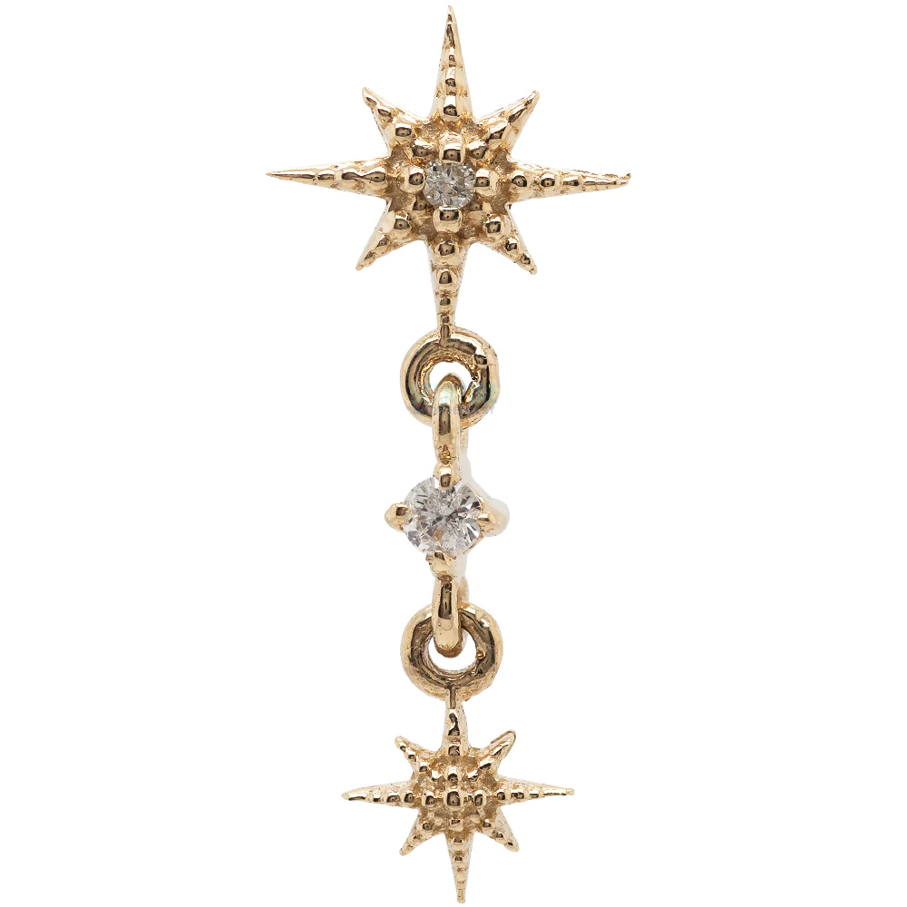 threadless: "Lumina" Pin with Dangle in Gold with Gemstones - Image 3