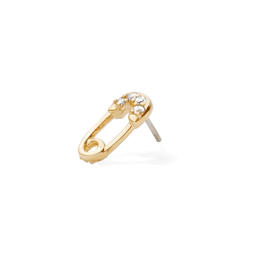 threadless: Safety Pin in Gold with Gemstones - Image 2