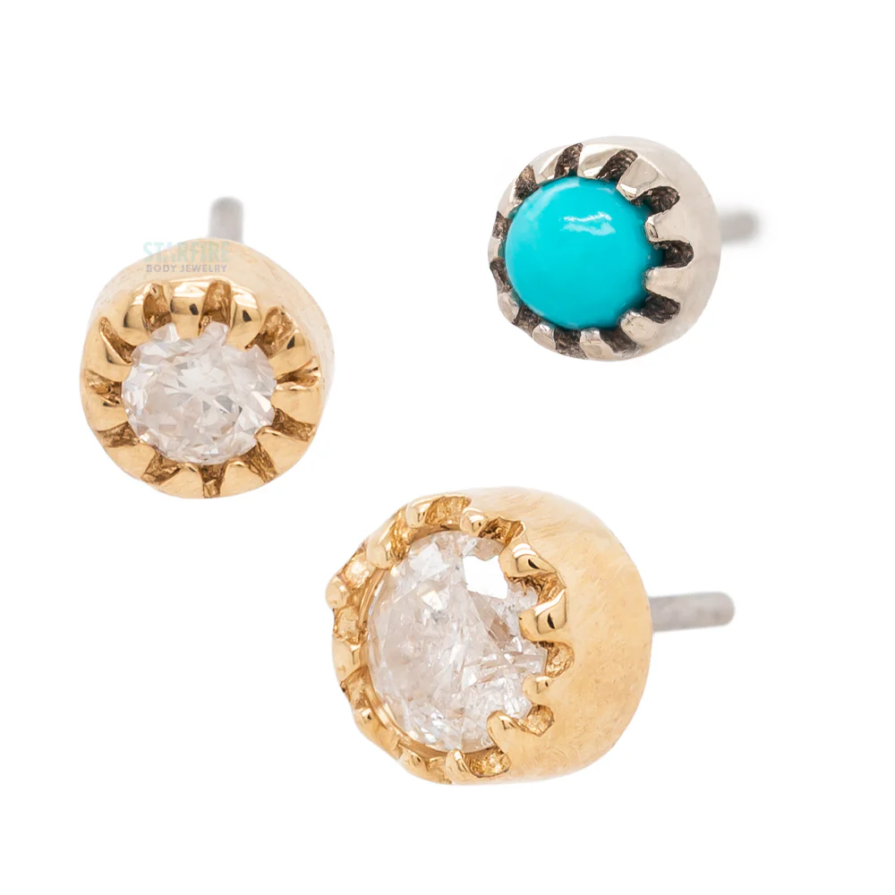 threadless: Scalloped Pin in Gold with Round Gemstone
