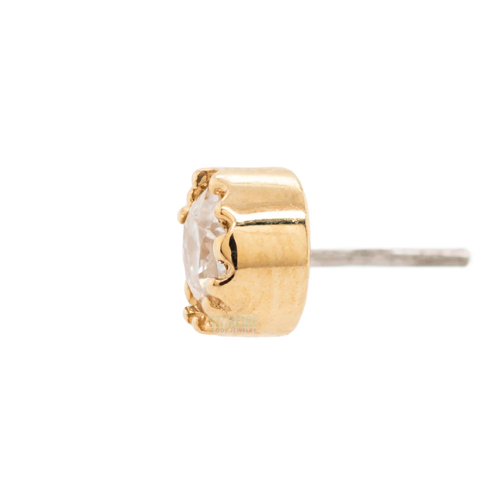 threadless: Scalloped Pin in Gold with Round Gemstone - Image 3
