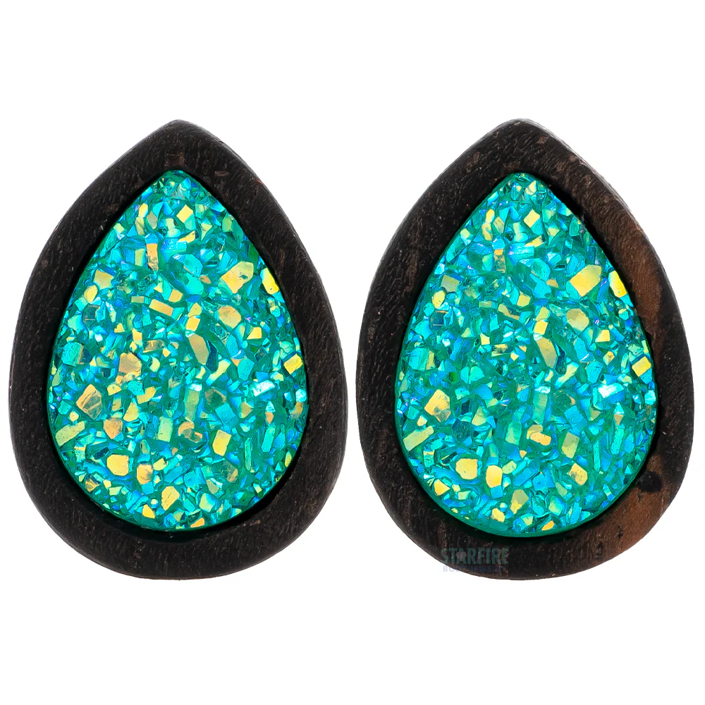 Teardrop Druzy Plugs in Wood - Image 4