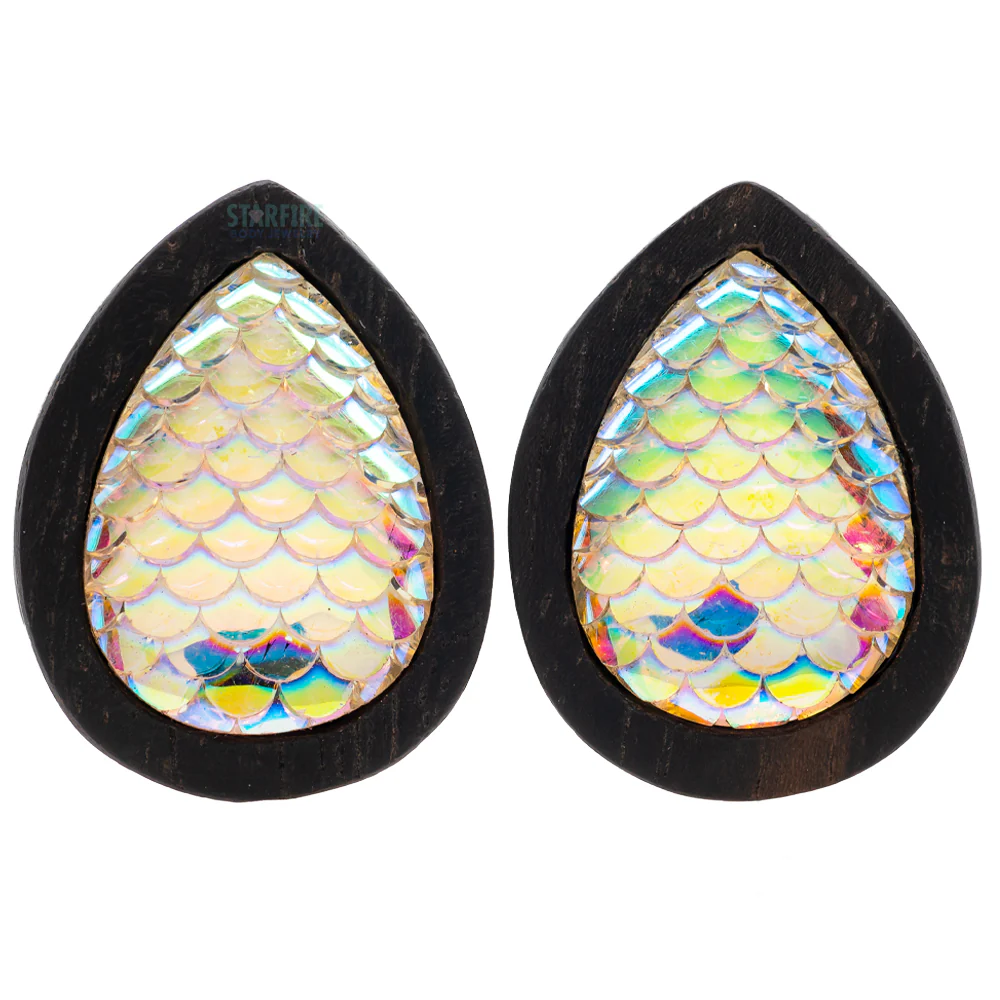 Teardrop Mermaid Scale Plugs in Wood - Image 2