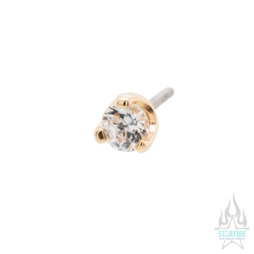 threadless: 2mm Prong-Set Faceted White CZ End in Gold #2