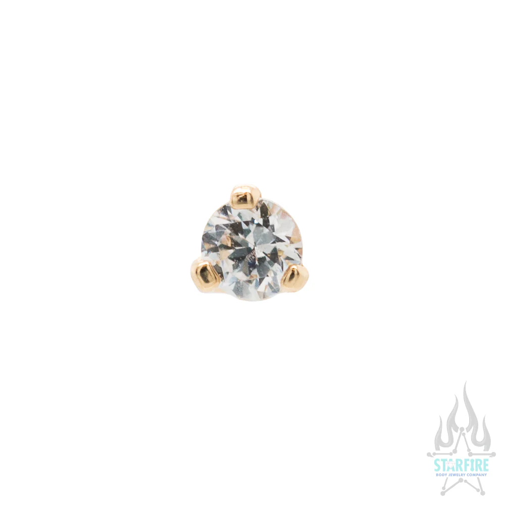 threadless: 2mm Prong-Set Faceted White CZ End in Gold #2 - Image 2