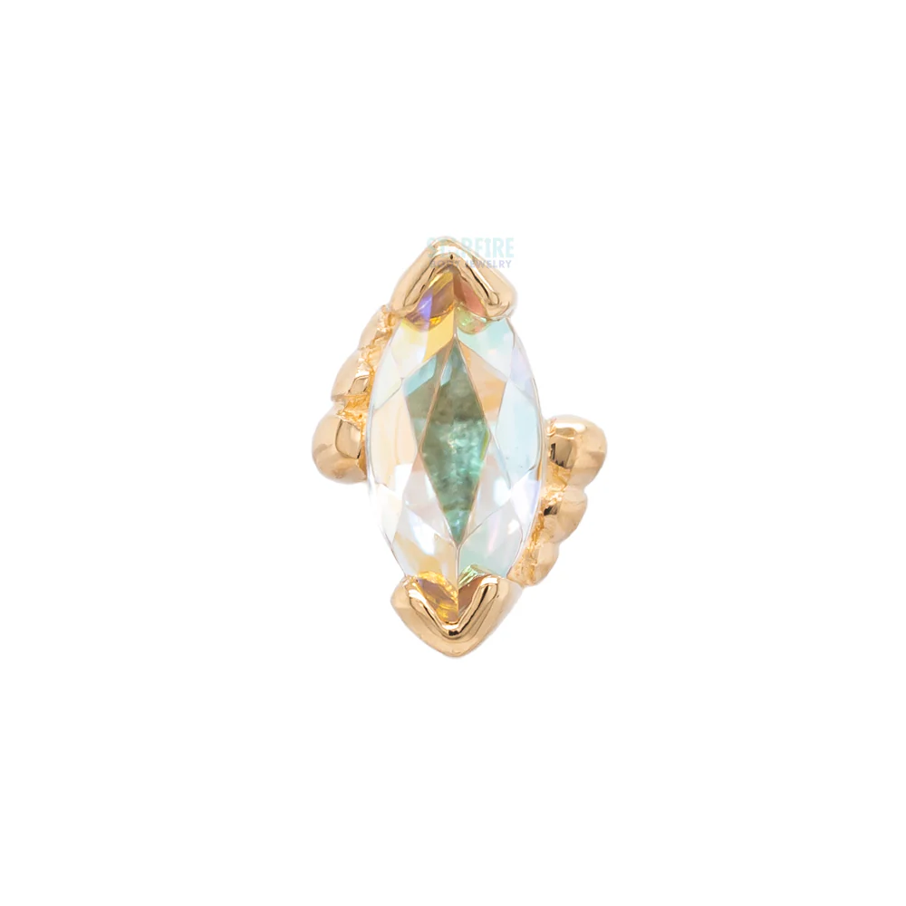 threadless: Beaded Marquise Pin in Gold with Mercury Mist Topaz - Image 4