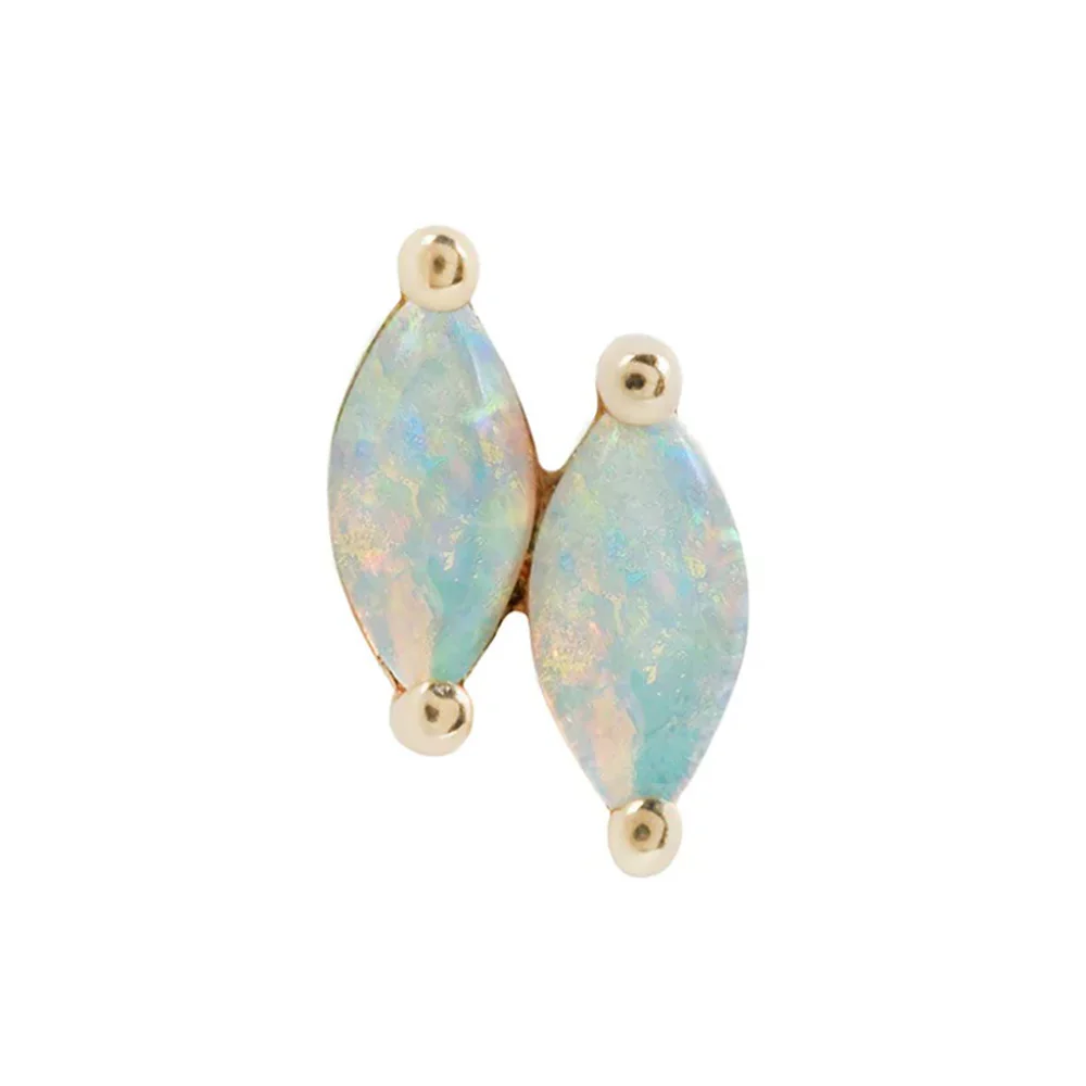 threadless: "Double Zuri" End in Gold with Marquise Genuine Opal - Image 4
