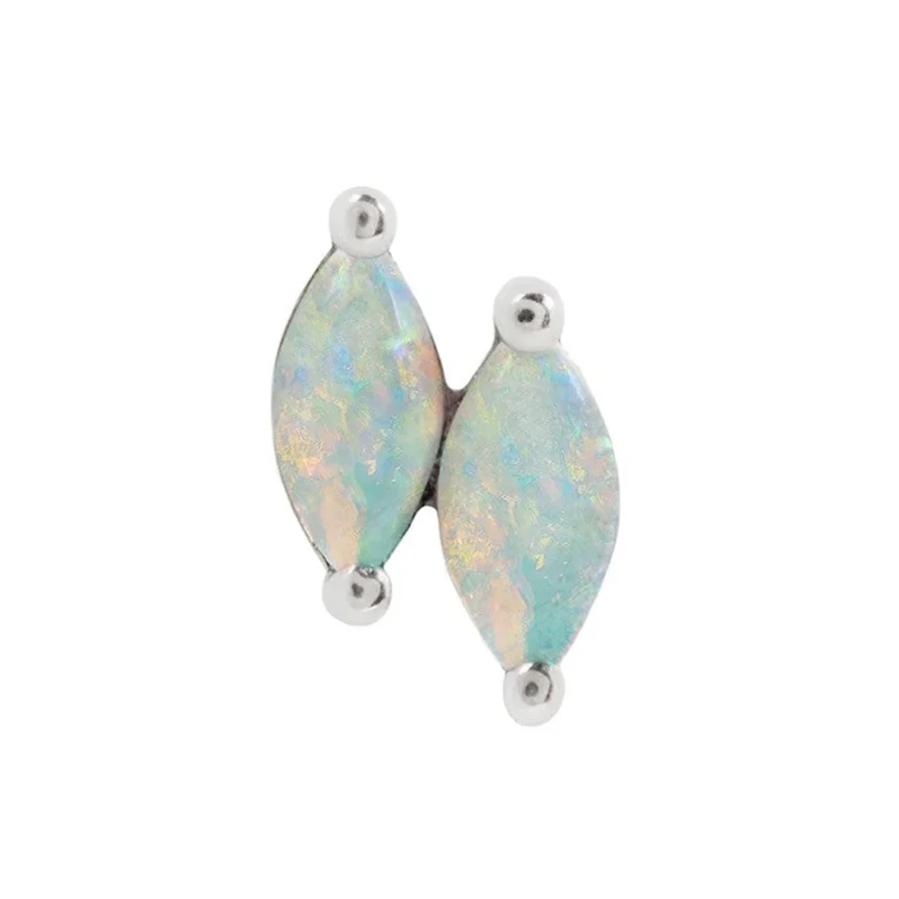 threadless: "Double Zuri" End in Gold with Marquise Genuine Opal - Image 6