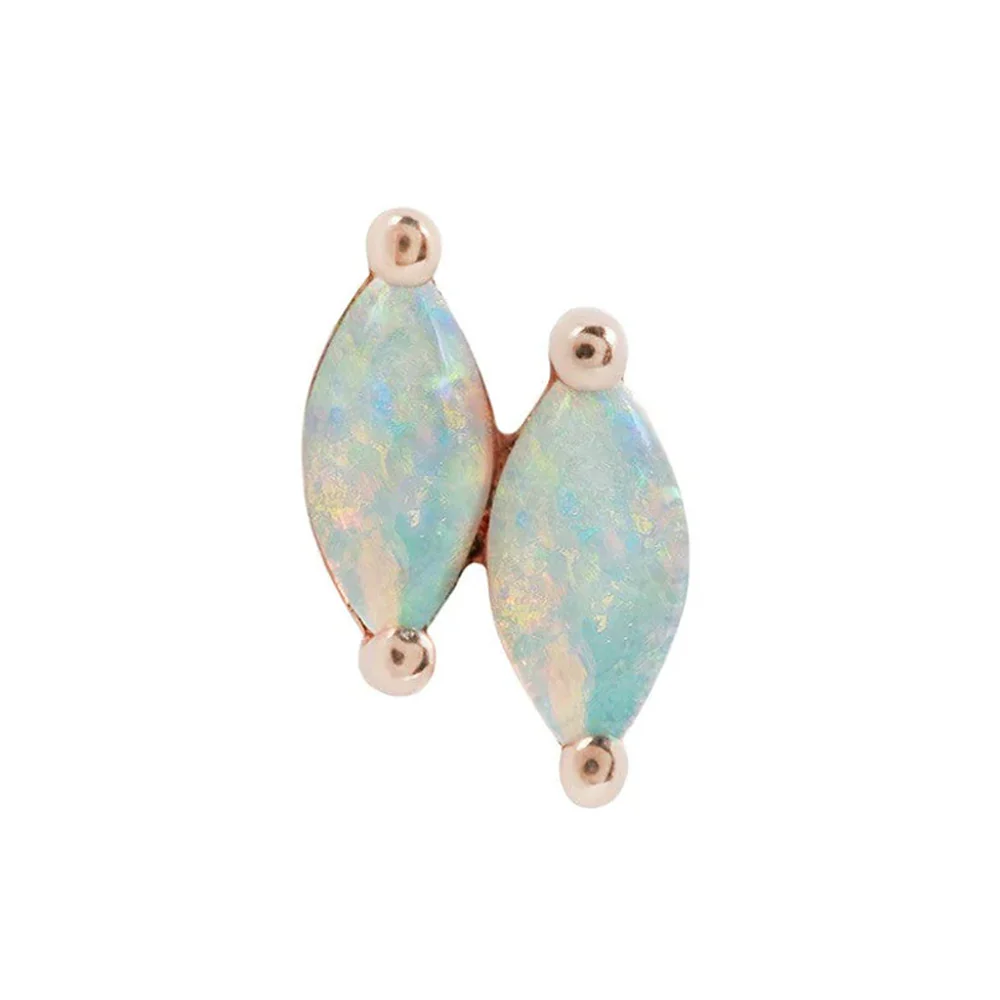 threadless: "Double Zuri" End in Gold with Marquise Genuine Opal - Image 8