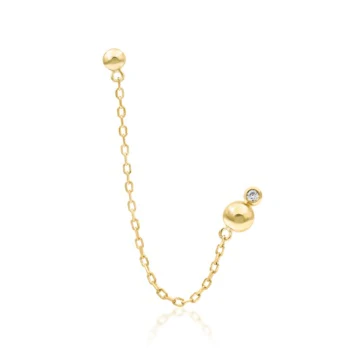 threadless: "Elora" Chain Dual Pin End in Gold with CZ - Image 2