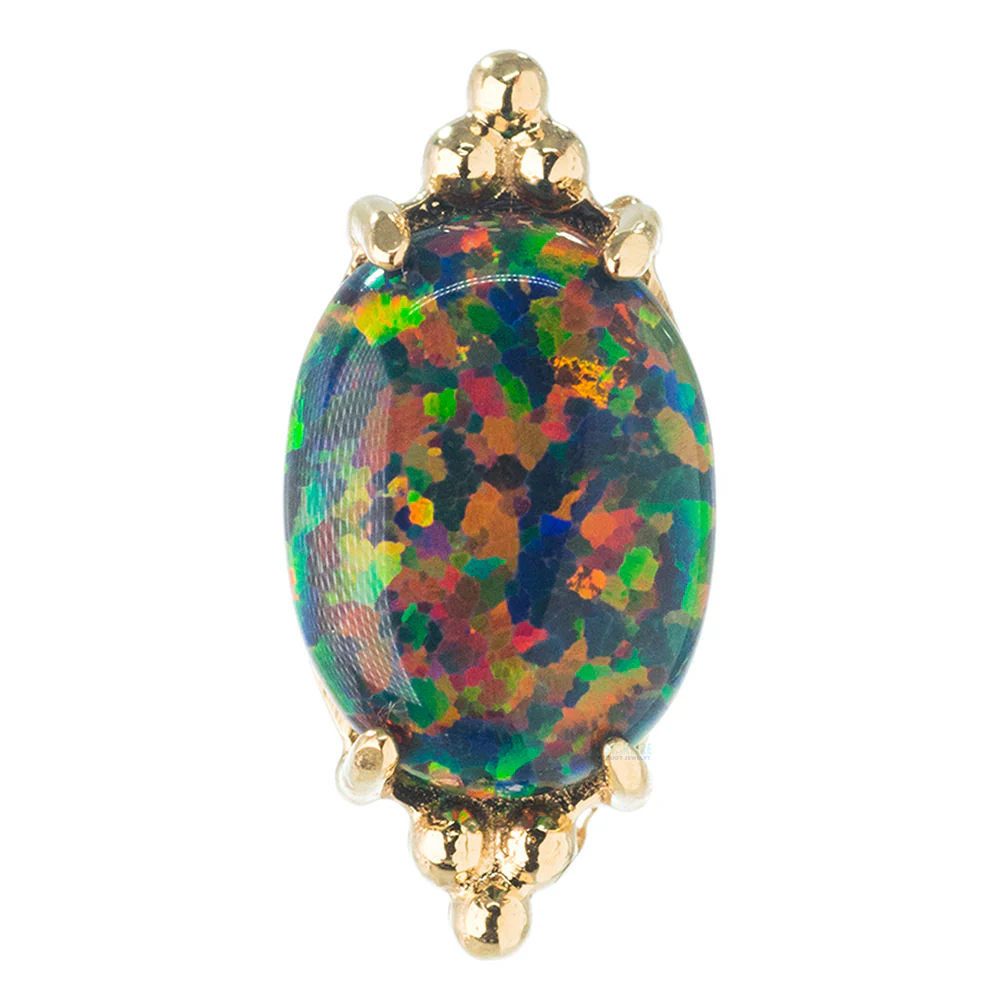 threadless: "FaraTa" End in Gold with Oval Opal Cabochon - Image 5