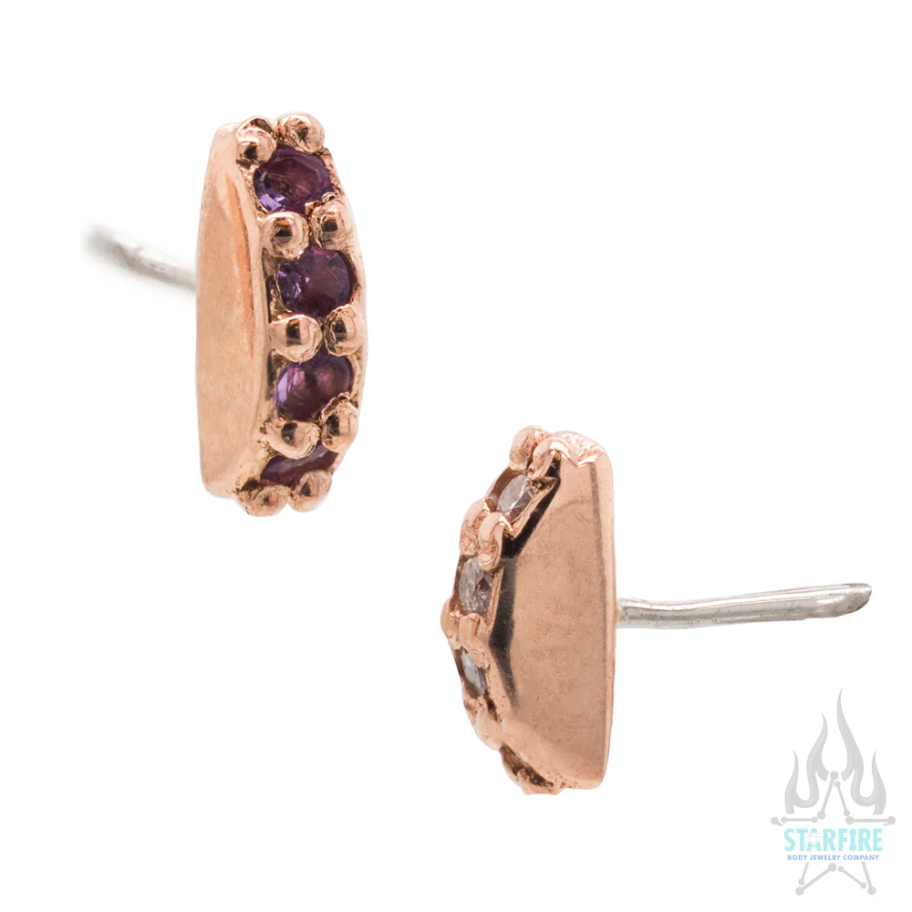 threadless: Half Circle Pin in Gold with Gemstones - Image 2