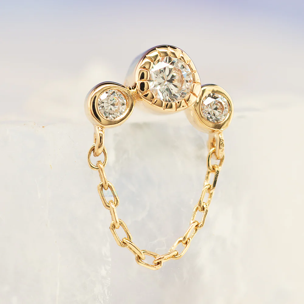 threadless: "Halston" End with Chain in Gold with CZ's - Image 2