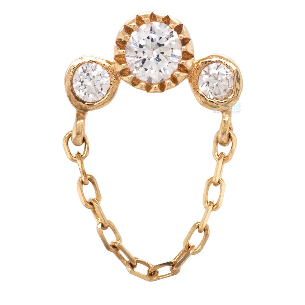 threadless: "Halston" End with Chain in Gold with CZ's - Image 3